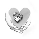 hand holding heart with black nails tattoo design idea