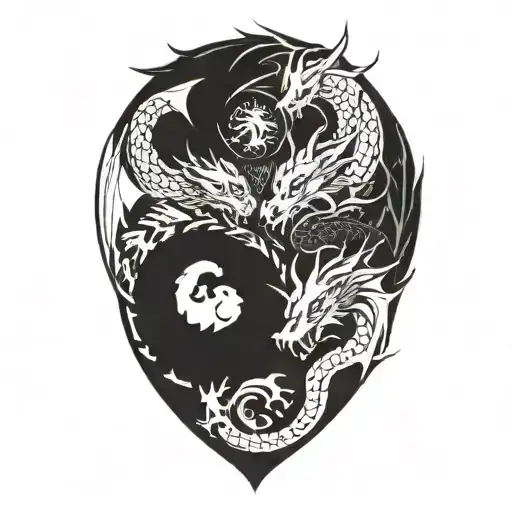 multiple dragons flying top view  tattoo design idea