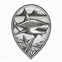 Shark swimming top view camera tattoo design idea