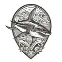Shark swimming top view camera tattoo design idea