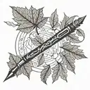 A fountain pen that turns into branches and leaves. The pen represents literature and creativity, tattoo design idea