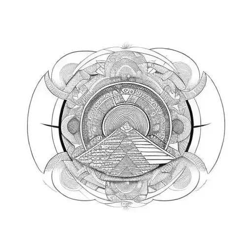 pre-Columbian shamanic sharp lines merging with the earth rebirth tattoo design idea