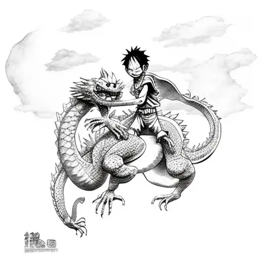 Luffy riding on Haku the dragon tattoo design idea