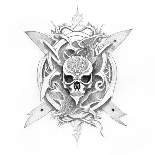 machado e espada tattoo design idea