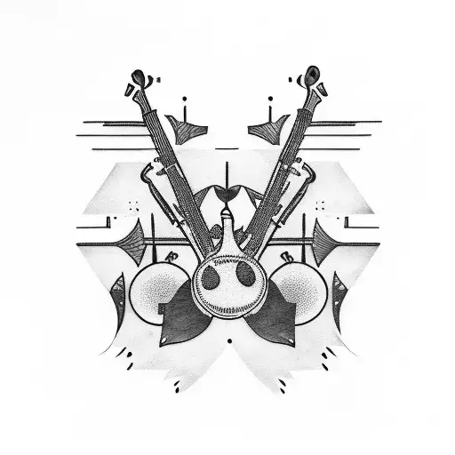 bassist Drummer guitarist monsters tattoo design idea