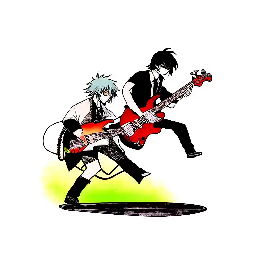 Anime girl guitar music - Cartoon Art - Pin | TeePublic
