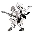 guitarist bassist and Drummer monster tattoo design idea