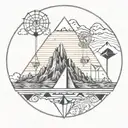 libra,antiquity,mountains tattoo design idea