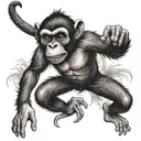 crazy jumping monkey  tattoo design idea