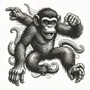 crazy jumping monkey  tattoo design idea