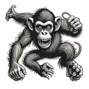 crazy jumping monkey  tattoo design idea