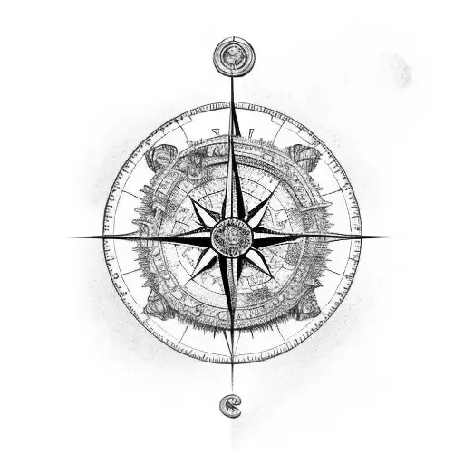 Map with rope and compass tattoo design idea