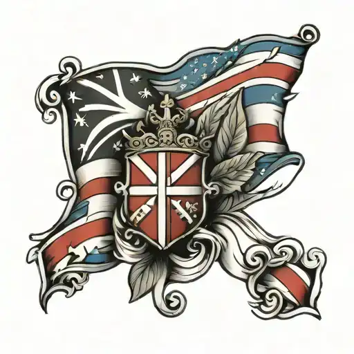 England and American flag tattoo design idea