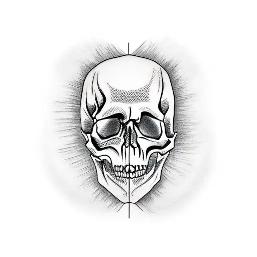 Skull and knife  tattoo design idea