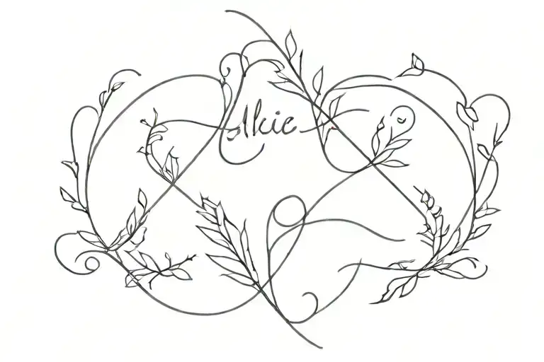 the name alicia-mai and brogan-lee following the contores of my spine tattoo design idea