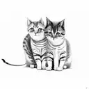 A family of cats playing a video game together in a tranquil setting tattoo design idea