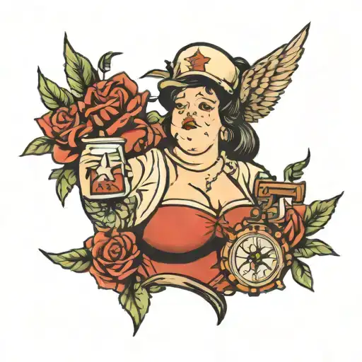 .fat nurse symbolizing healing tattoo design idea