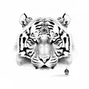 lying tiger, head up tattoo design idea