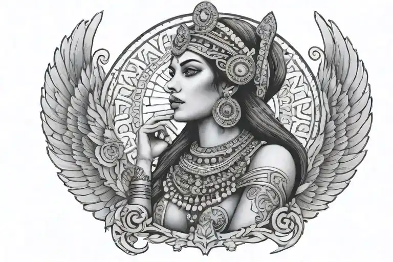 isis godess travelling being happy tattoo design idea