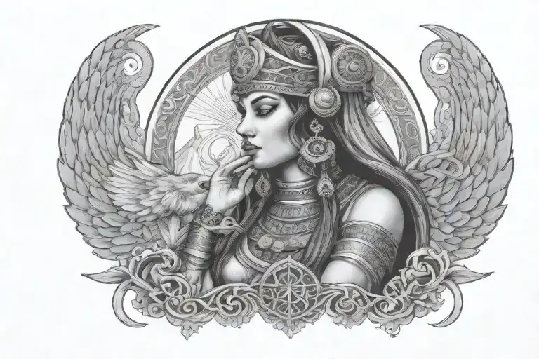 isis godess travelling being happy tattoo design idea