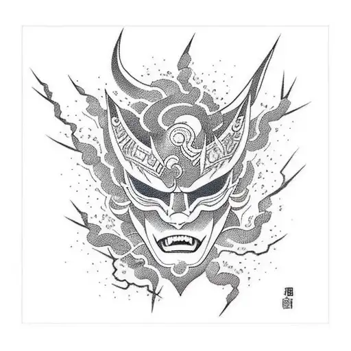 Japanese "Lightning Bolt" Tattoo Idea BlackInk AI