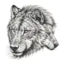 half lion and half wolf face tattoo tattoo design idea