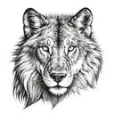 half lion and half wolf face tattoo tattoo design idea