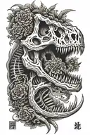 Dinosaur skeleton tattoo design idea