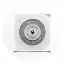 A blackwork image of a hand holding a vinyl record with Elliott Smith's self-titled album cover on it tattoo design idea