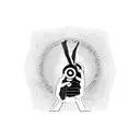 A blackwork image of a hand holding a vinyl record with Elliott Smith's self-titled album cover on it tattoo design idea