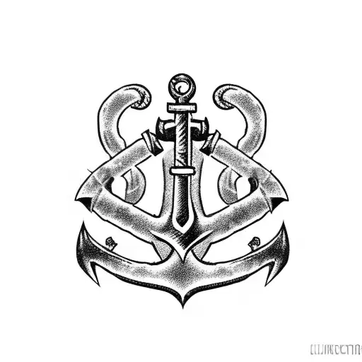 anchor pistol gun pirate  tattoo design idea