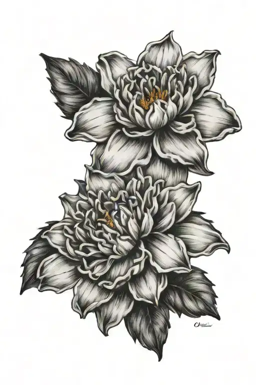 daffodil and chrysanthemum and daisy tattoo design idea