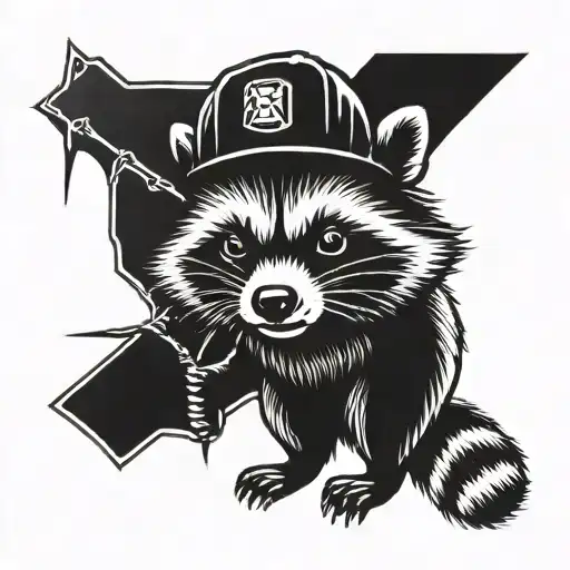 lineman racoon beer can tattoo design idea