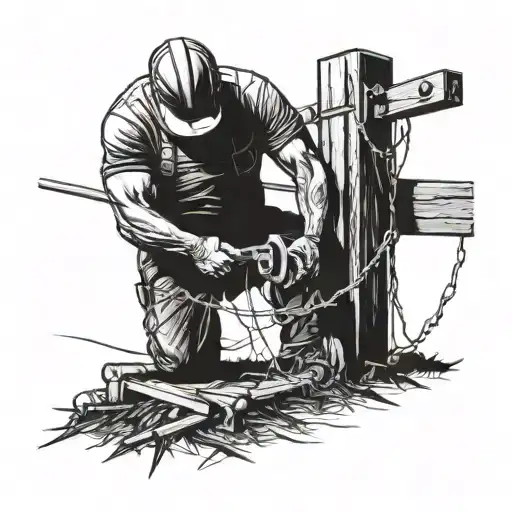 lineman working tattoo design idea