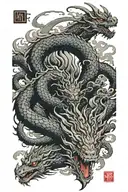 berserk sacrifice mark, dragons and samurais. tattoo design idea