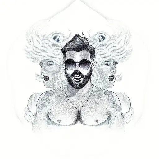 sexy hairy gay men tattoo design idea