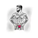 sexy gay man in jockstrap tattoo design idea