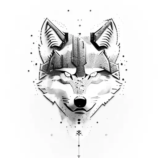 Combine the elements of a snow wolf and a soldier silhouette tattoo design idea
