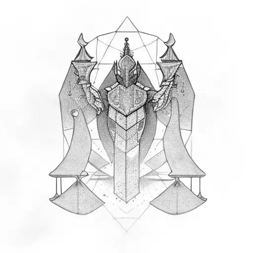 Zyn-inspired scales of justice tattoo design idea