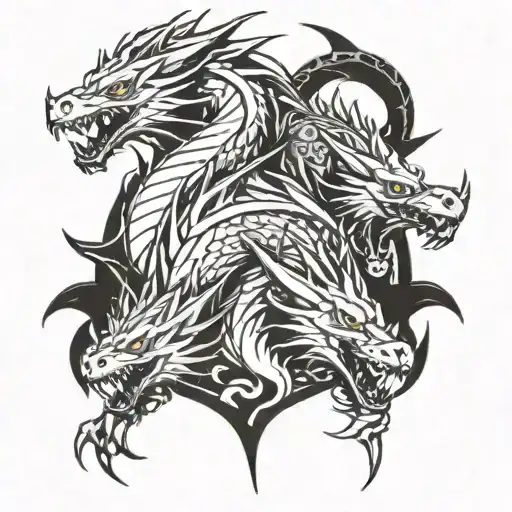 dragons and wolves tattoo design idea