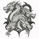 dragons and wolves tattoo design idea