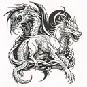 dragons and wolves tattoo design idea
