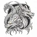dragons and wolves tattoo design idea