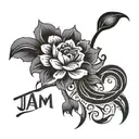 "Please create an artistic and beautiful tattoo design with the word 'Tiam' in Farsi. The design should include the foll tattoo design idea