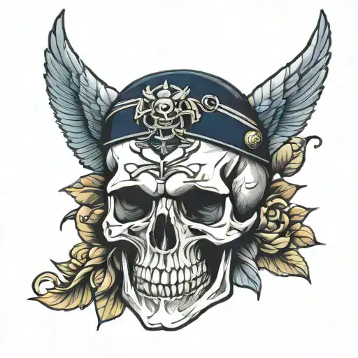 navy skull tattoo design idea