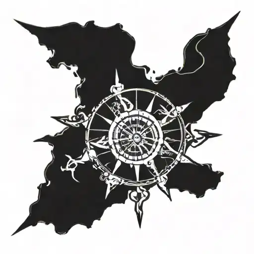 pirate compass rose tattoo design idea