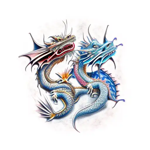double headed Dragon tattoo design idea