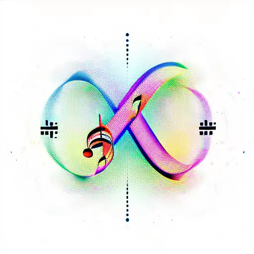 infinity sign with music symbol tattoo design idea