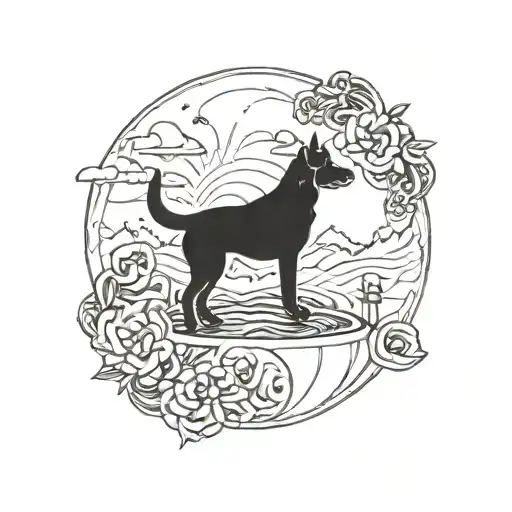 lonely selfish man born in Gemini sign who loves dog and love to travel tattoo design idea