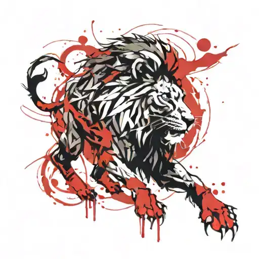 standing black lion tattoo design idea
